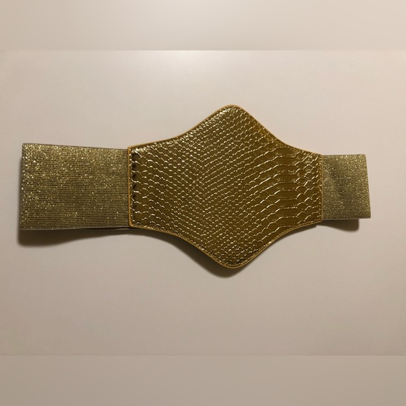 Women’s Shein gold snakeskin embossed corset belt (medium) - Picture 5 of 6